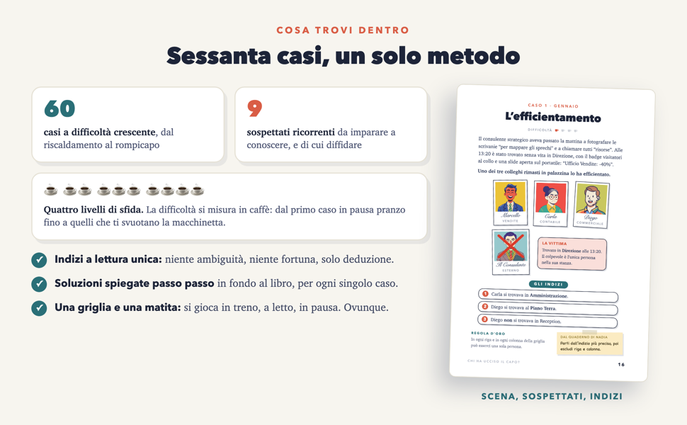 Cosa trovi dentro il libro: struttura dei casi